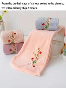 1/2/3 Peças Touca de Secagem de Cabelo, Lenço de Fibra de Poliéster, Padrão Floral e de Morango, Secagem Rápida e Absorvente, Adequado para Todas as Estações, Perfeito para Banheiro, Viagem, Escola, Presentes de Feriado, Toalha de Secagem de Cabelo Doméstica Feminina - Multicolorido - Visão 13