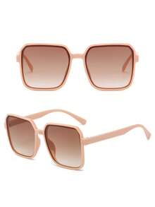 1 Pair Women's Square Brown Versatile Sunglasses, Suitable For Daily Commute, Outdoor Sports, Party, Outdoor Vacation, Hiking, Beach And Street Wear - Brown - View 2