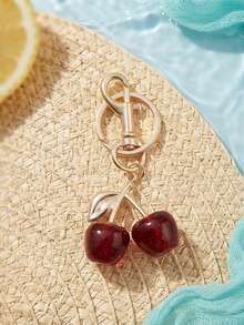1pc Unique Cherry Keychain With Shiny Resin Pendant, Suitable For Women's Wallets And Bags, Bag Charm, Travel And Portable Use - Multicolor - View 4