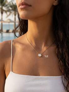 1pc Round Necklace 925 Sterling Silver Exquisite Women's Jewelry Suitable For Ball, Date, Holiday, Anniversary And Other Special Occasions - Gold - View 4