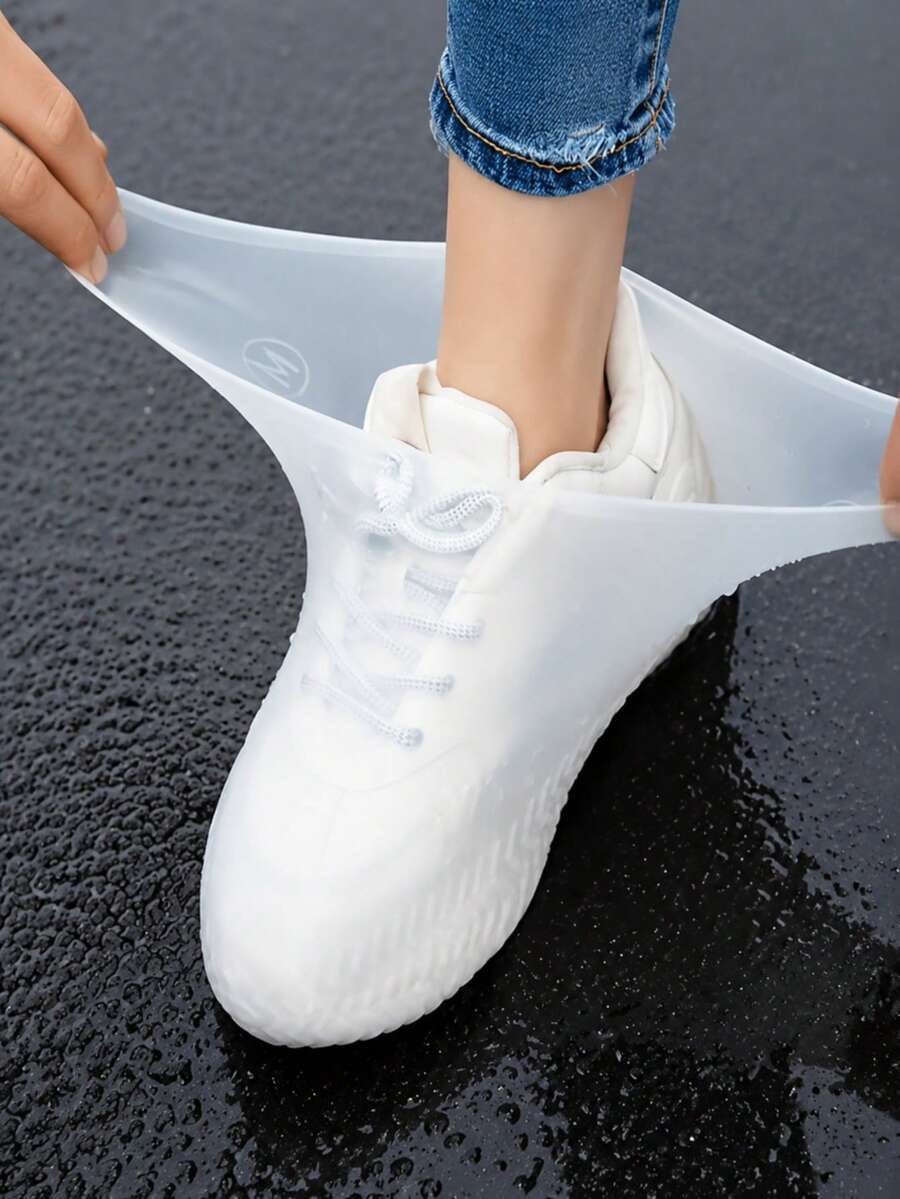 3pairs Waterproof And Rainproof Shoe Covers,White Transparent Plastic Drawstring Waterproof Rain Shoe Covers,Various Sizes, Non-Slip,Waterproof And Dustproof Reusable Shoe Covers,Outdoor Accessories,Suitable For School,Office,Home,Travel,Shoe Storage