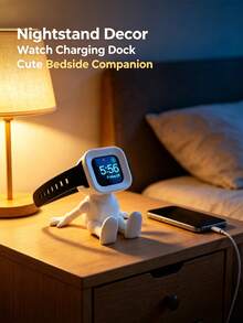 1pc Watch Charging Dock, Robot Charging Stand, Smart Watch Holder, Creative Minimalist, Space-Saving, Suitable For Bedroom, Living Room, Office, Study, Home Decor Essential, Wedding Season Graduation Season Back To School Season Gift, Desktop Bedside Table Stand Base, Decorative Ornament, Watch Charging Tray, Dorm Storage - Multicolor - View 5