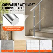 Handrails For Outdoor Steps, 31.5in Length 2 Crossbars Stair Hand Rail Kit, Transitional Stainless Steel Railings W/ Installation Kit, Double-Column Staircase Handrails For Seniors,Porch & Deck - 80cm - View 5