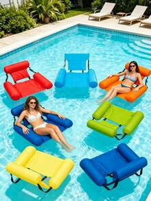 Inflatable Swimming Pool Floating Chair, Colorful Durable Polyester Hammock-Style Lounge Chair With Armrests And Headrest, Suitable For Relaxing At Beach, Lake Or Pool - Inflatable Floating Seat - View 11