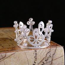 1/3pcs Mini Crown Cake Toppers - Elegant Pearl Tiara In Golden & Silvery, Perfect For Weddings & Birthdays - Plastic Crown Cake Decoration - View 10