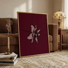 1pc Minimal Floral Art Poster Print, Dark Red Burgundy Wall Art, Botanical Nature-Inspired Home Decor, Dark Aesthetic Home Design, Modern Minimalist Wall Decor, No Frame - Flower - View 2