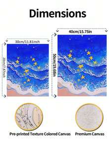 1 Set Starry Waves DIY Numbered Painting Kit, Oil Painting Set For Home Decor And Art Wall Decoration, Unframed Canvas Art, Holiday Gift. - Frameless - View 9