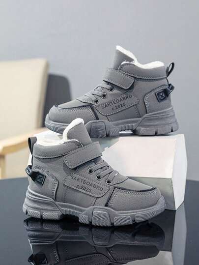 Boys' Thermal Lined Warm Sports Shoes, Outdoor Hiking Shoes, Winter Shoes, Boots For Kids