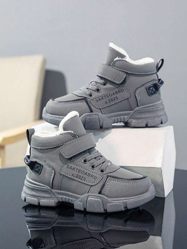 Boys' Thermal Lined Warm Sports Shoes, Outdoor Hiking Shoes, Winter Shoes, Boots For Kids