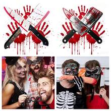 Halloween Horror Cosplay Prop Plastic Fake Knife Set, Bloody Horror Weapon Style Costume Party Accessories, Suitable For Haunted House And Dark Gothic Scene Decoration - Fake Knife Props - View 10