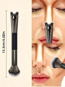 1PC U-Shaped Nose Contour Makeup Brush - Dual-Head Design, Combines Eyeshadow And Nose Shadow Functions, Ergonomic U-Shaped Handle, Soft Bristles, Precisely Defines Nose Contour - Multicolor - View 9