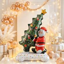 1pc 150cm Extra Large Santa Claus Christmas Tree Shaped Base Cartoon Aluminum Foil Balloon - View 5