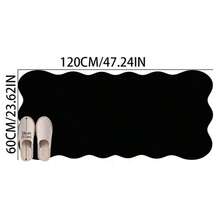 1pc Black Wavy Edge Asymmetrical Area Rug, Decorative Carpet, Floor Mat, Living Room Rug, Bedroom Rug, Universal Carpet - Black - View 15