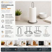KIWI Grey Metal Kitchen Roll Holder 32cm, Vertical Paper Roll Stand With Stable Anti-Tip Circular Base, Countertop Dispenser For Kitchen And Home, Easy To Clean - 灰色上衣 - 查看 5