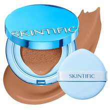 SKINTIFIC 藍色絲絨霧面氣墊粉底，全遮瑕，12小時控油，適合油性與混合肌膚，防水，持久，輕盈，保濕，不暈染 - 7NC Neutral Caramel - 查看 2