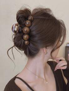 1pc Elegant Minimalist Large Pearl Hair Clip, Suitable For Party, Travel, Outfit Matching, Hairstyle Decoration, Wedding, Gathering And Daily Wear - Multicolor - View 9