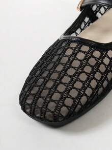 Summer New Ballet Style Flat Shoes For Women, Mesh Strap Design, Suitable For Daily Wear And Commuting - Graphite Black - View 6