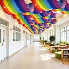 AFYPRTY 1pc Colorful Rainbow Polyester Ceiling Decorative Swags Lightweight Reusable Fabric Drapes For School Hallway Wedding Birthday Party Decoration - Style 1 - View 6