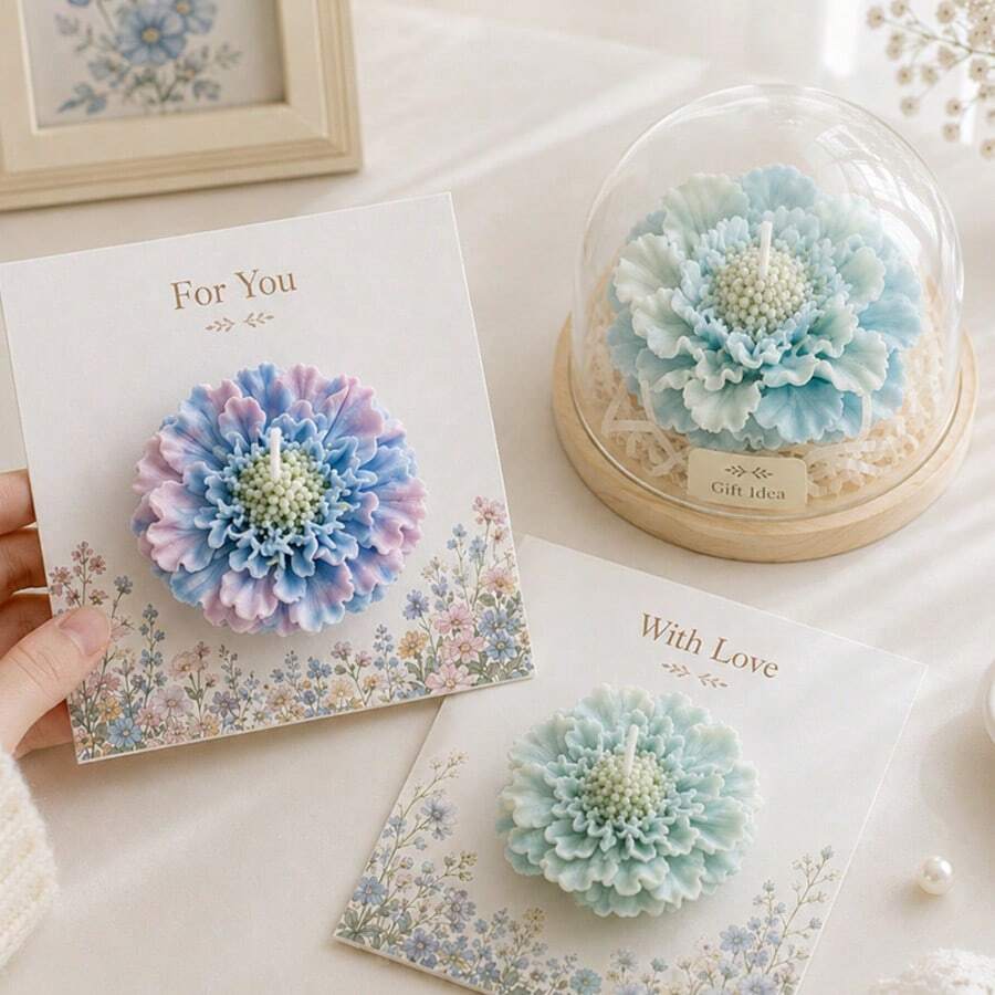 1pc 3D Large Flower Cushion Silicone Mold, Aesthetic Flower Cushion Candle Mold, For Room Decor, Exquisite Pleated Petal Soap Mold, For DIY Handmade, Elegant Large Flower Cushion Pattern, For Desktop Decor Gift - A - View 1