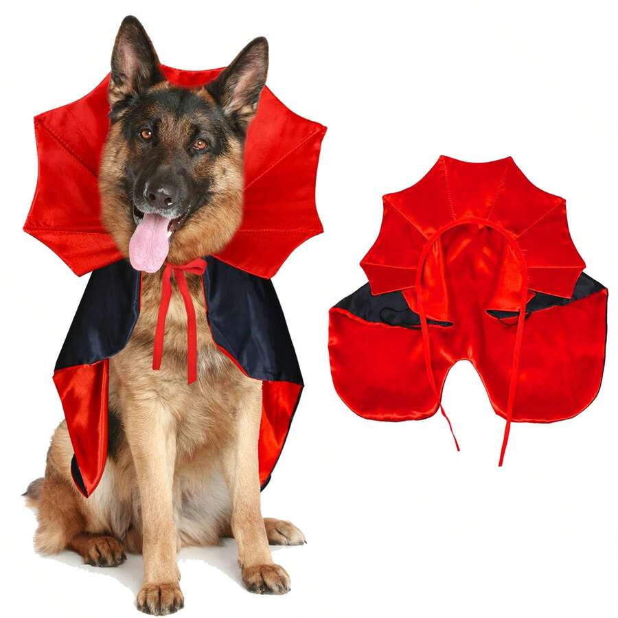 Dog Halloween Costume, Dog Vampire Demon Cape Cloak Set, Suitable For Small, Medium, Large Dogs, Cosplay And Daily Wear (Large Size)