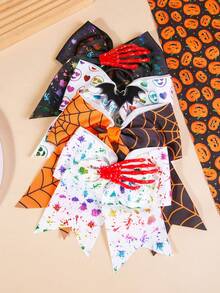 New Halloween Spider Web Bow Hair Clip Women Gothic Style Ribbon Party Costume Hair Accessory - Multicolor - View 3