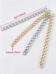 50pcs Alloy Extension Chain Tails, No Clasp, Bracelet Extension Chain, Suitable For DIY Necklace Jewelry Making, 5cm Length - Yellow Gold - View 3