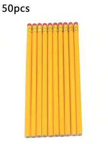 50Pcs Random Color Wooden Pencils With Erasers, HB Pencils For Students, Writing, Drawing, Office Supplies, Stationery, Back To School, Graduation Season - Multiple Styles - View 11