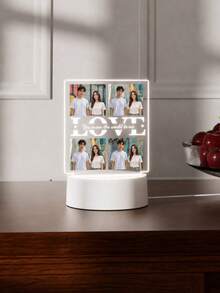 Customizable Night Light With Photo Or Text, Personalized Lamp For Anniversary, Wedding, And Birthday Gift For Girlfriend And Friends, Healing Light Gift - 3mm Small Square + Love02 - View 2