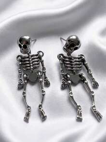 1pc European & American Popular Halloween Funny Creative Personalized Exaggerated Skeleton Frame Earrings Studs - Multicolor - View 2