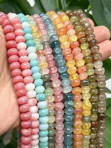 1 Strand Approx. 158pcs 5x8mm Glass Faux Natural Stone Cracked Effect Multicolor Round Beads Loose Beads For Jewelry Making DIY Necklace Bracelet Earrings Accessories Women Gift - DIY Bead Kit - View 12