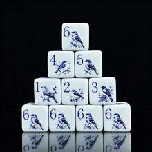 6pcs Floral & Bird Pattern D6 Dice, 2 Styles: Optional Vibrant Watercolor Birds Or Blue & White Sparrow Print, White Acrylic Six-Sided Dice, Tabletop RPG Dice, Suitable For Game Night And Dice Collectors - Multicolor - View 7