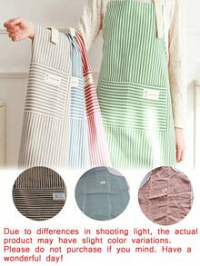Colorful Striped Apron, Striped Halter Neck Apron, Oil-Resistant Kitchen Apron With 2 Pockets, Neutral Adjustable Apron, Minimalist Style Home Apron, Suitable For Chefs, Servers, BBQ, Barbers Adult Pocket Apron, Kitchen Supplies, Machine Washable - Multicolor - View 10