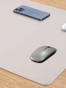 1pc Solid Color 80x40cm Office Desk Mat, Extra Large Leather Computer Mouse Pad, Keyboard Pad, Waterproof Student Desk Writing Pad, Soft Desk Mat And Solid Color Round Coaster/Nail Desk Mat, Non-Slip Keyboard Pad, Waterproof PU Desk Mat, Suitable For Office, Home, Dorm, Travel - View 3