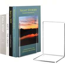 Cross-Border Minimalist Transparent Acrylic L-Shaped Bookend Book Holder Book Support Board Learning Stationery Book Storage Bookend - A - View 3