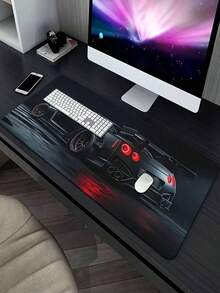 4 Sizes Matte Black Modified Sports Car Large Gaming Mouse Pad, Smooth Fabric Non-Slip Rubber Base Waterproof Stain Resistant Precision Stitched Edge Desk Mat For Laptop PC Office Game - View 6