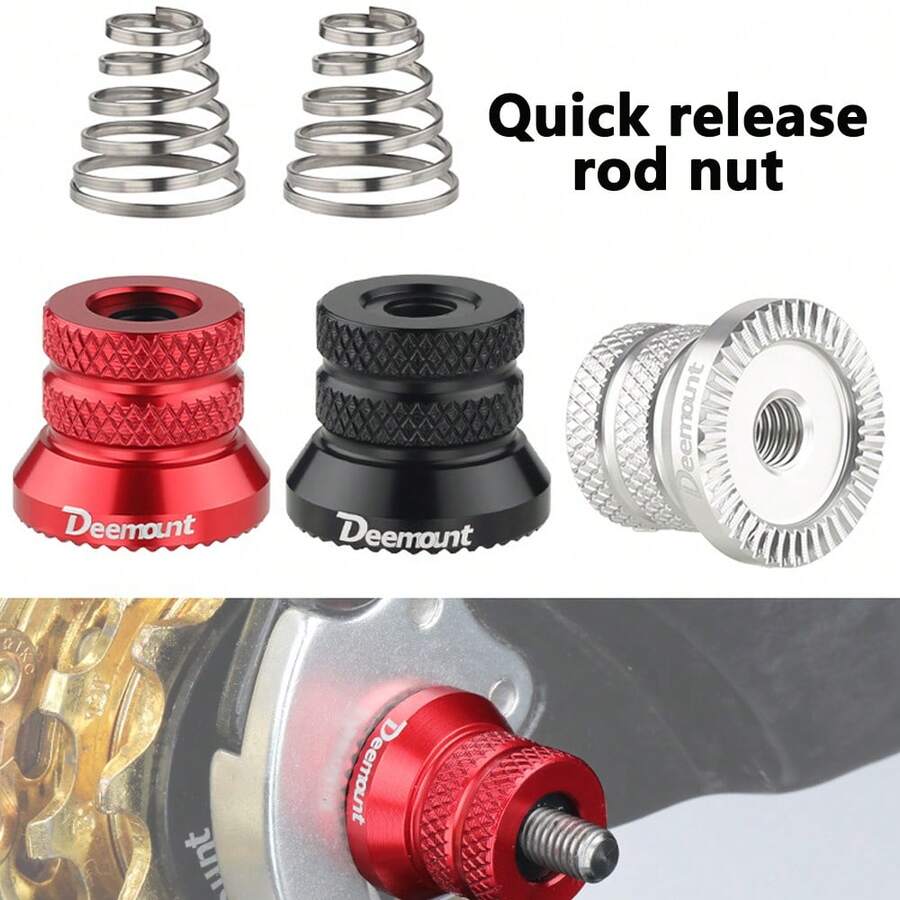 1pair Bicycle Hub M5 Nut With Stainless Steel Springs Aluminum Alloy Quick Release Axle Bolt Universal Bicycle Replacement Quick Release Lever Nut Hub For Mountain Bike And Road Bike - One Size Fits All - View 1