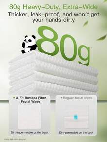U.Style Extra-Thick And Extra-Wide Dotted-Pattern Face Towel 160 Count, Bamboo Fiber Material Skin-Friendly Facial Cleansing Cloth, Soft & Skin Friendly Face Towelettes Disposable, Facial Tissue Wipes For Women Cleansing - White - View 3