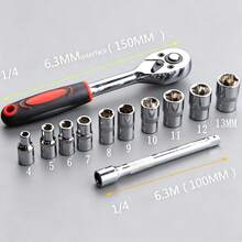 12件夾式扳手套組 耐用鋼製 1/4" 驅動 延長桿設計 白色/紅色/黑色 非電動 可互換設計 適用於汽車維修與工業用途 DIY愛好者與專業人士的理想選擇 - 維修套裝 - 查看 5