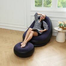 Inflatable Sofa, Soft Lounger With Footrest, Inflatable Sofa For Living Room, Outdoor Travel, Camping, Easy To Use - Purple - View 4