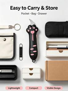1pc Cat Paw Unboxing Knife Portable Utility Knife Cute Cartoon Student Unboxing Knife Opening Knife Creative Parcel Knife. Suitable For Opening Packages, DIY Crafts - Multiple Styles - View 4