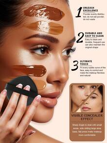 8pcs Makeup Brush Set, 6pcs Facial Makeup Brushes And 2pcs Teardrop-Shaped Velvet Powder Puffs, Soft Synthetic Bristle Makeup Brushes, Suitable For Blush, Contour, Highlighter And Setting Powder - Multicolor - View 3