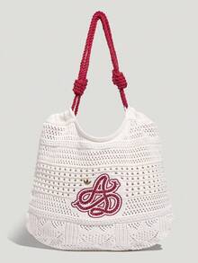 Adidas Originals Unisex Crochet Tote Shoulder Bag KX0539 - Red and White - View 1