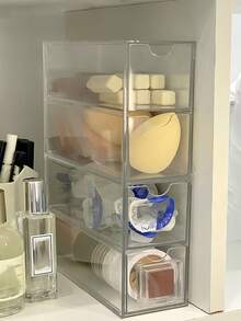 1pc 4-Layer Acrylic Dust-Proof Gap Storage Drawer, Vanity Organizer Box, Suitable For Lipstick, Lip Gloss, Eyeshadow, Cosmetics, Glasses, Storage, Holiday Gift, Back To School Essential - Clear - View 3