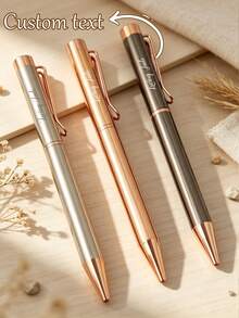 Personalized Customized Business Ballpoint Pen, Optional With Pen Box, Optional UV/Laser Engraved Text, Suitable For Business, Office Use And Graduation Gift, Multiple Colors Available, Practical Stationery Gift - Round - View 1