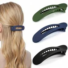3pcs Large Flat Alligator Hair Clips, Matte Strong Grip Non-Slip Hair Clips, Designed For Thick Hair With Neutral Tones, Suitable For Women's Daily Wear, Skincare And Makeup - Multi-color - View 2