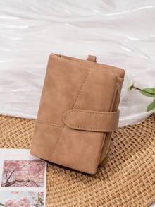 CHARM INFINITE Women Vintage Matte Trifold Wallet Detachable Wrist Strap Multi Card Zipper Coin Pocket Portable Credit Card Purse For Daily Travel - Multicolor - View 17