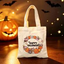 1/5/10pcs Cute Pumpkin Ghost Skeleton Bat Spider Black Cat Little Devil Lantern Pattern Halloween Theme Reusable Fabric Tote Shopping Bags Trick Or Treat Bags, Small Batch Multi-Piece Set Trick Or Treat Bags Storage Bags, Essential Halloween Shopping Gift Packaging Bags, Suitable For Christmas Decoration Indoor Outdoor Yard Garden Lawn Entrance Small Gifts, Essential Halloween Party Small Gift Storage Bags Gift Bags - Multicolor - View 24