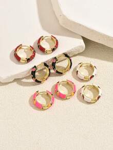 1 Pair Bohemian Exclusive Style Copper Material Colorful Oil-Drip Chili Pepper Shaped Women's Hoop Earrings Beach Vacation Casual Accessory Holiday Gift - Multicolor - View 2