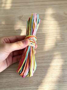 5m Multicolor Raffia Paper Rope Ribbon, Suitable For Gift Wrapping, Floral Arrangement And Wedding Bouquet, Party Decoration Paper Rope - Multicolor - View 7