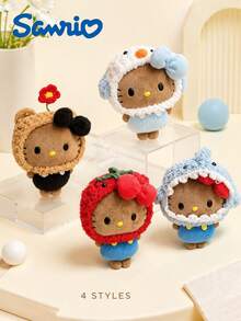 SANRIO 1個毛絨鑰匙圈 棕色調角色娃娃吊飾 雪人、熊、番茄或鯊魚造型 4款可選 可愛聚酯纖維包包掛飾 適用於背包、手提包、汽車裝飾，生日禮物與收藏 - 彩色 - 查看 5